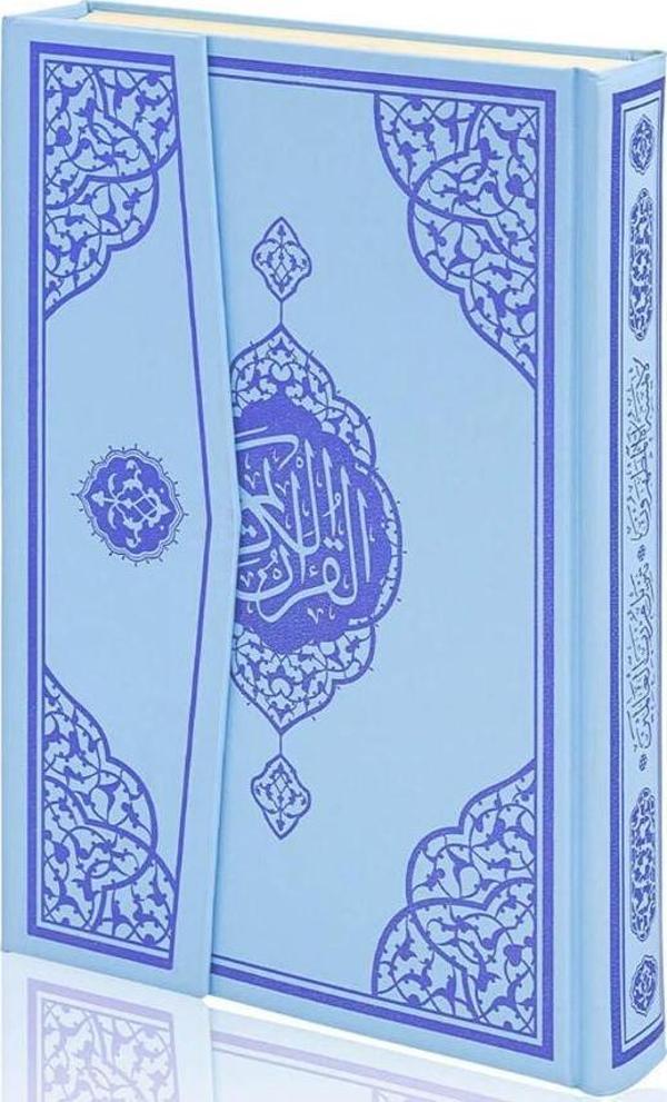 Rahle Boy Bilgisayar Hatlı Arapça Cilt Bezi Mıklepli Kuran-ı Kerim - Mavi - Furkan Yayınevi - Image 1