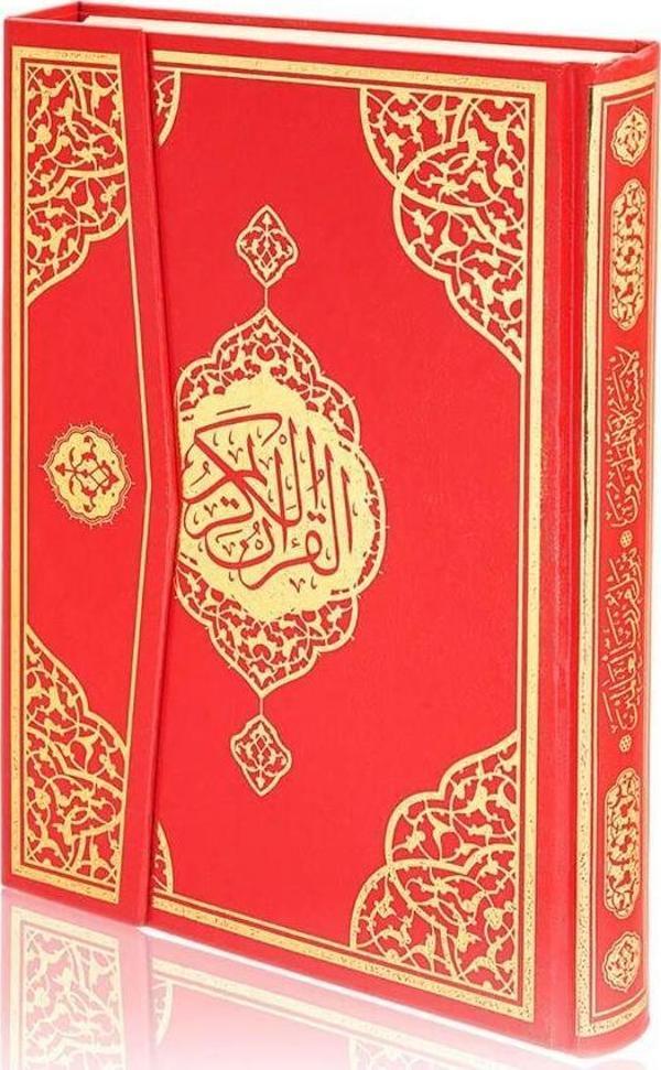 Rahle Boy Bilgisayar Hatlı Arapça Cilt Bezi Mıklepli Kuran-ı Kerim - Kırmızı - Furkan Yayınevi - Image 1