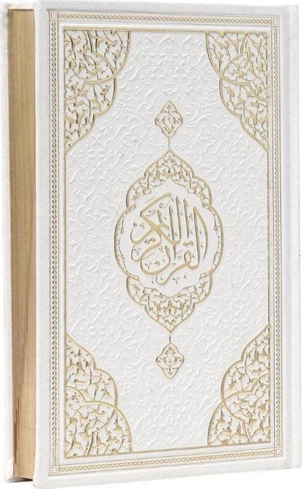 Orta Boy Bilgisayar Hatlı Arapça Tepe Varaklı Termo Deri Kuran-ı Kerim - Beyaz - Furkan Yayınevi - Image 1
