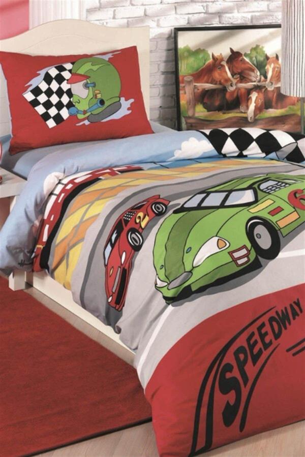 Kristal Ranforce Tek Kişilik Genç Nevresim Takımı - Speedway - Image 1