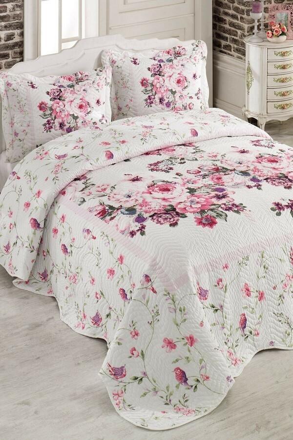 Örtüm Birdy Çift Kişilik Yatak Örtüsü Takımı - Pembe - Image 1