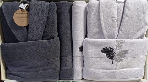 Özdilek Golden Palm Aile Bornoz Seti - Antrasit - Gri - Image 1