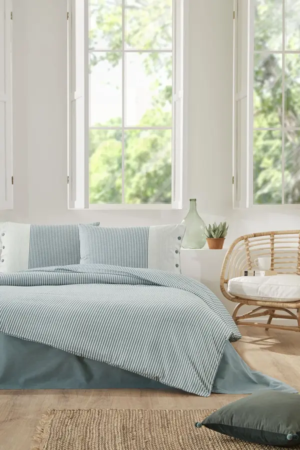 Özdilek Natural Line Çift Kişilik Nevresim Takımı - Mavi - Image 1