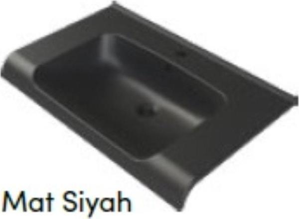 Turkuaz Anova Etajerli Lavabo 100X50 Cm Mat Siyah - Image 1