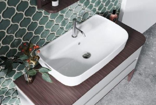Turkuaz Aqua Tezgahüstü Lavabo 75X40 Cm (Duvara Sıfır Lavabo) Mat Gri - Image 1