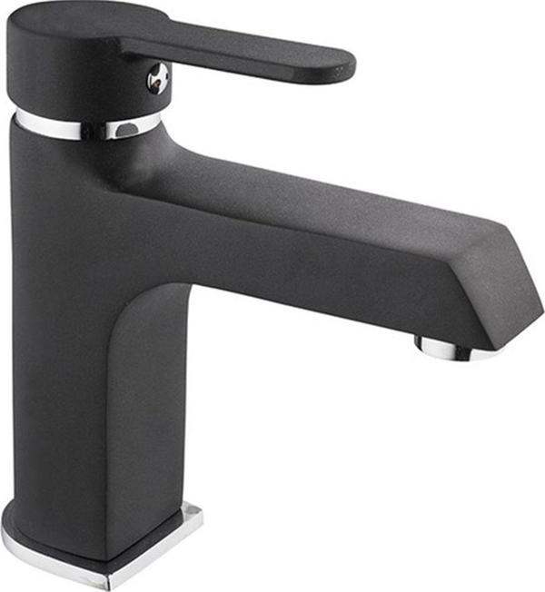 Kare Banyo Stil Mix Lavabo Bataryası (Krom-Siyah) Kare  - Image 1