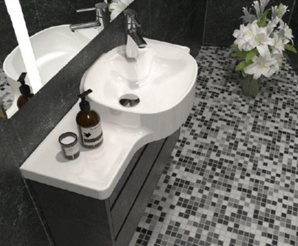 Turkuaz Harmony Etajerli Lavabo 100X37,5X26,4 Cm (Sağdan Hazneli) Beyaz - Image 1