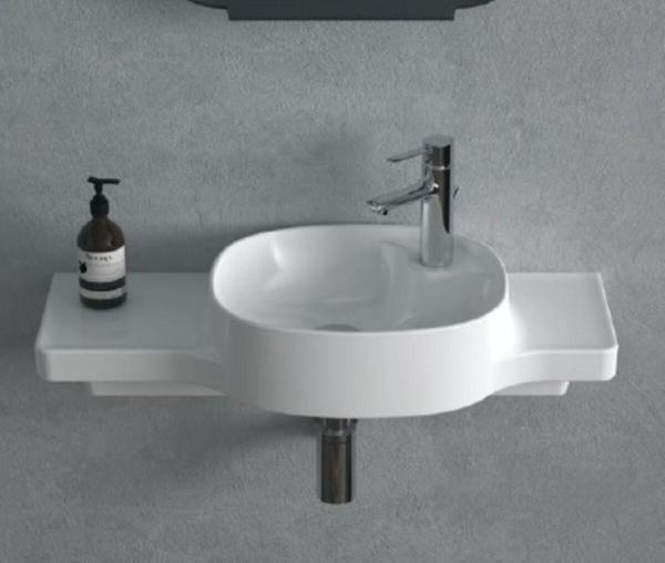 Turkuaz Harmony Etajerli Lavabo 100X37,5X26,4 Cm (Sağdan Hazneli) Mat Beyaz - Image 1