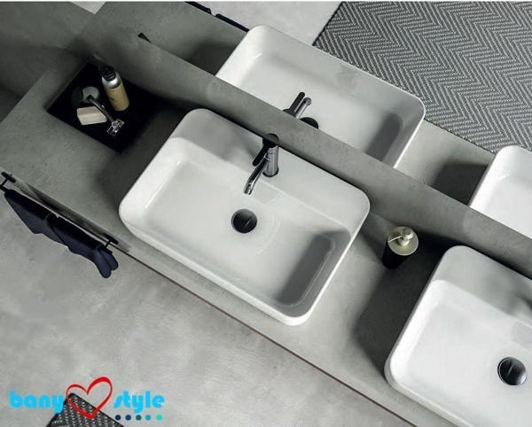 Turkuaz Hera Tezgahüstü Lavabo 80X48 Cm Beyaz - Image 1