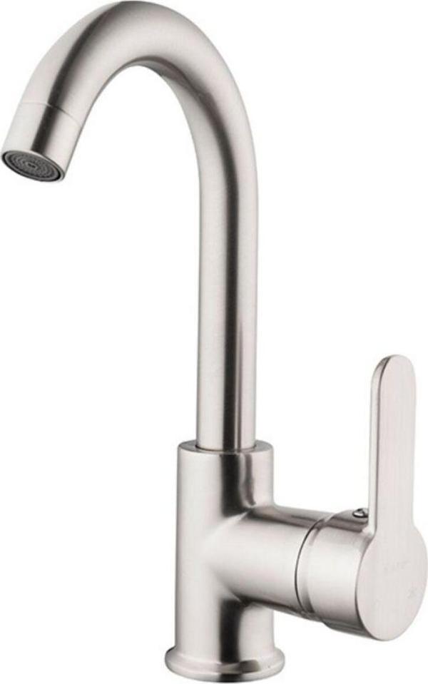 Kare Batarya İnox Mix Kısa Borulu Lavabo Bataryası Gümüş - Image 1