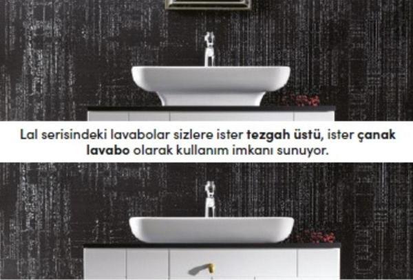 Turkuaz Lal Tezgahüstü Lavabo 80X42 Cm Beyaz - Image 1