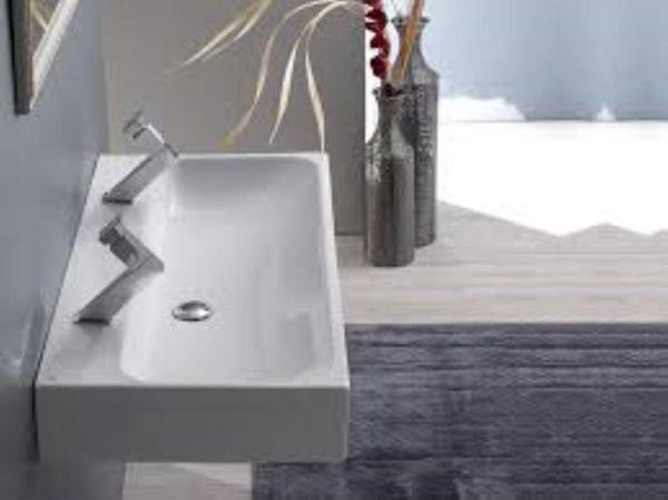 Turkuaz Pinto Etajerli Lavabo 100X47 Cm (Tek Hazneli, Çift Batarya Delikli) Beyaz - Image 1