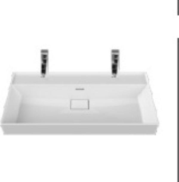Turkuaz Sharp Etajerli Lavabo 100X48 Cm (Tek Hazneli Çift Batarya Delikli) Beyaz - Image 1