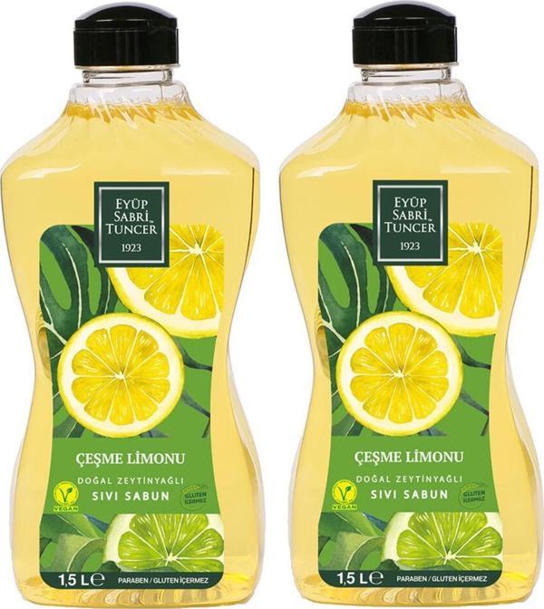 Eyüp Sabri Tuncer Doğal Zeytinyağlı Sıvı Sabun Çeşme Limonu Sıvı Sabun 1500 ml x 2 - Image 1