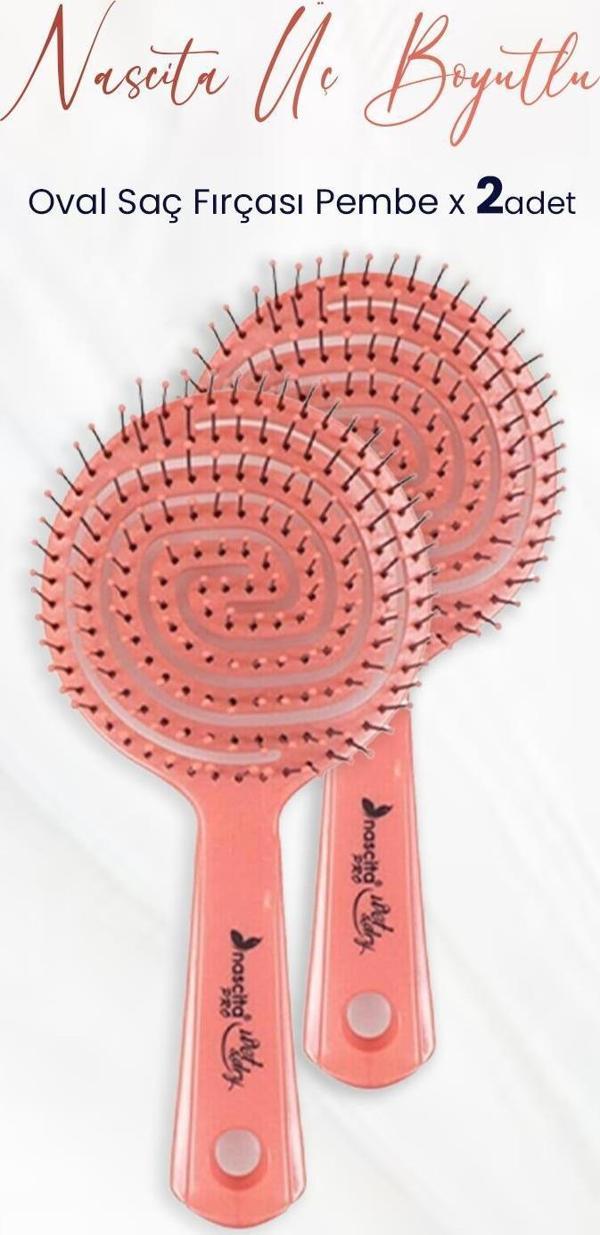 Nascita Üç Boyutlu Oval Saç Fırçası Pembe x 2 Adet - Image 1
