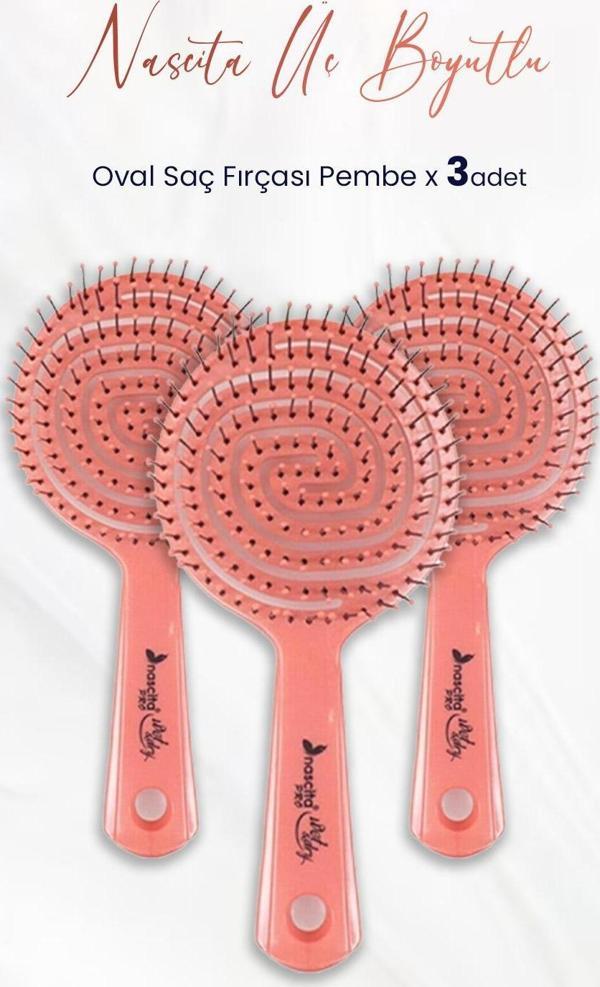 Nascita Üç Boyutlu Oval Saç Fırçası Pembe x 3 Adet - Image 1