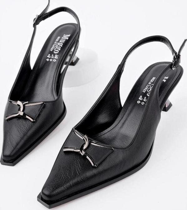 Muggo FOREST Arkası Açık Toka Detaylı Günlük Klasik Topuklu Kadın Stiletto Ayakkabı - Image 1