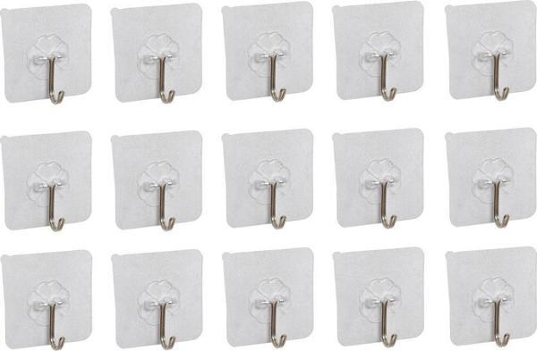 3B Trend 15 Adet Kendinden Yapışkanlı Şeffaf Askı Metal Kancalı - Image 1
