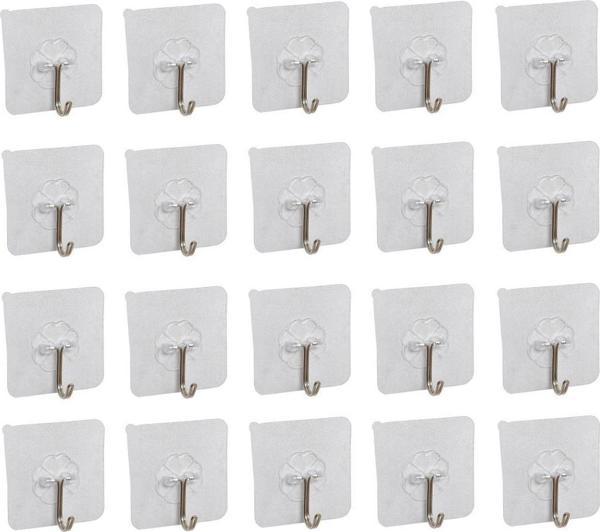3B Trend 20 Adet Kendinden Yapışkanlı Şeffaf Metal Kancalı Askı - Image 1