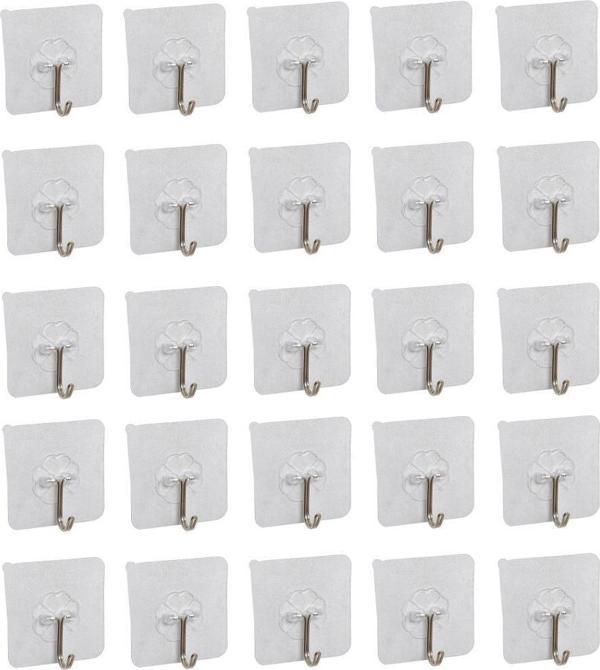 3B Trend 25 Adet Kendinden Yapışkanlı Şeffaf Metal Kancalı Askı - Image 1