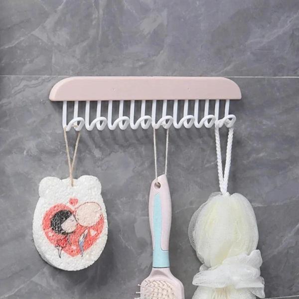 3B Trend 8 Kancalı Mutfak Banyo Dolap İçi Çok Amaçlı Kancalı Yapışkanlı Askı Portatif Askı - Image 1