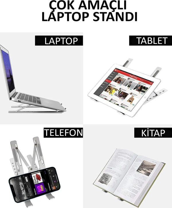7 Kademeli Ayarlanabilir Laptop Bilgisayar Standı Kolay Kullanışlı Diz Üstü Bilgisayar Tablet Telefon Standı - Image 1