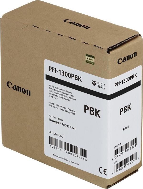 Canon PFI-1300 PBK (Photo Black) Fotoğraf Siyahı Plotter Orijinal Mürekkep Kartuş 330 ml. (0811C001) - Image 1