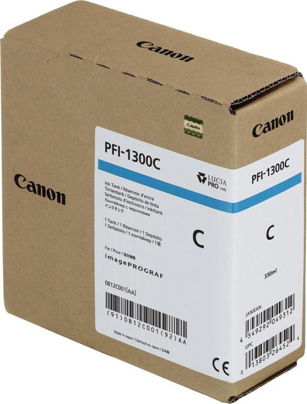 Canon PFI-1300 C (Cyan) Mavi Plotter Orijinal Mürekkep Kartuş 330 ml. (0812C001) - Image 1