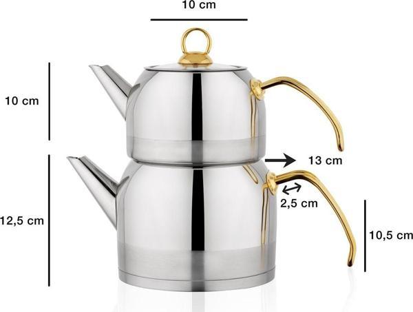 Schafer Ada (Orta) 4 Parça Gold Çaydanlık Takımı - Image 1