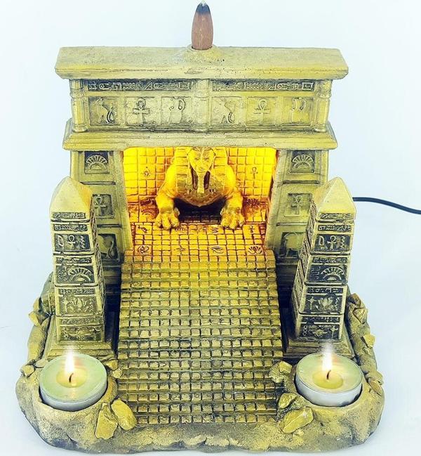 Antik Mısır Sphinx Tapinaği Işıklı GeriAkış Tütsülük (Amber Işıklı) - Image 1