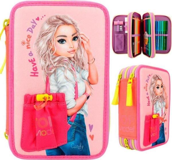 Top Model Önü Aplikeli Üç Bölmeli Kalem Kutusu 412268 - Image 1