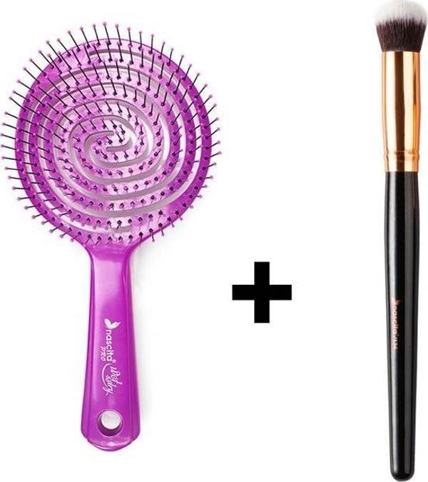 Nascita Promax Üç Boyutlu Oval Saç Fırçası Büyük 18 Mor + Nascita Oval Yapılı Kapatıcı Fırçası Nasbrush0136 - Image 1