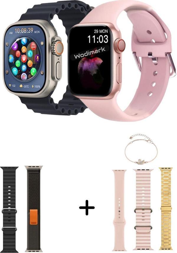 Wodimark Akıllı Saat Çift Seti - Kadın Ve Erkek İçin Şık Tasarım, Spor Ve Sağlık Takipli Bluetooth Smartwatch - Image 1