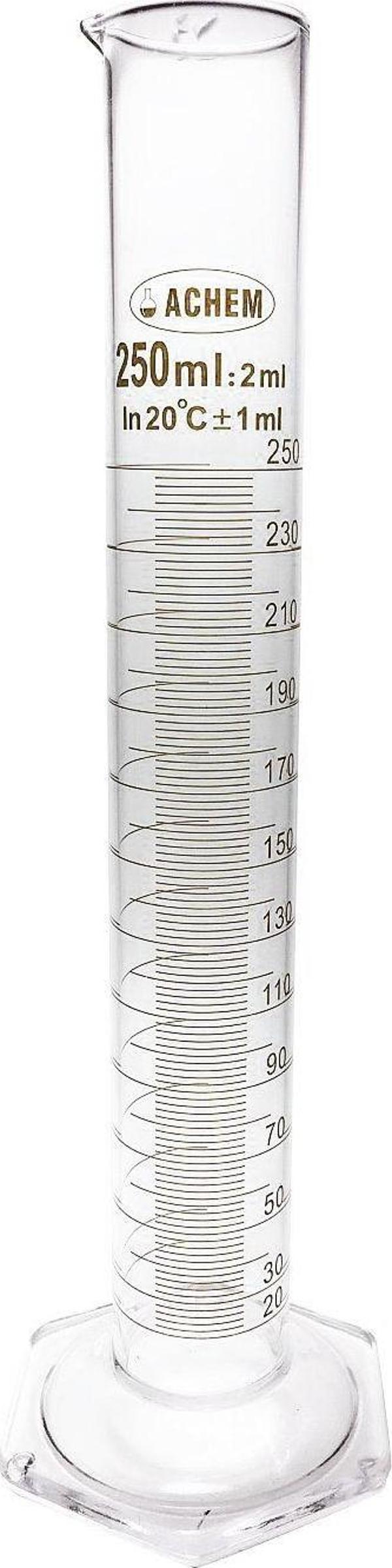 ACHEM 250ml Cam Mezür Uzun Form Kırmızı Skala - Image 1