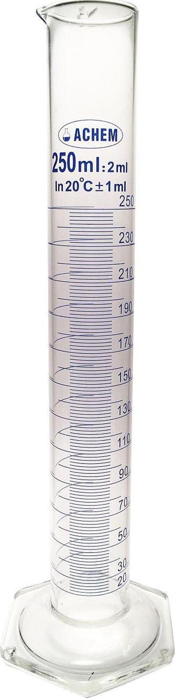 ACHEM 250ml Cam Mezür Uzun Form Mavi Skala - Image 1