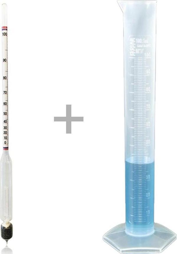 AEK-Tech 0-100 Uzun Form Alkolmetre Hidrometre ve 250ml Mezür Seti - Image 1