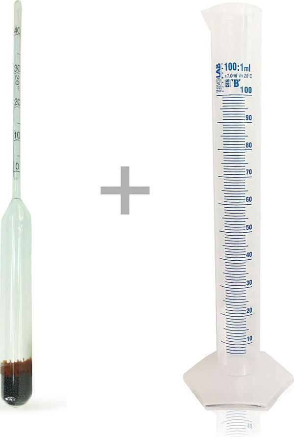 AEK-Tech 0-40 Etil Alkol Alkolmetre ve 100ml Plastik Mezür Seti - Image 1