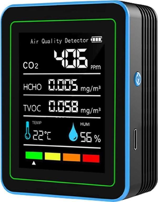 AEK-Tech 5'li CO2,HCHO,TVOC,SICAKLIK,NEM Dedektör Taşınabilir Ev Ofis Hava Kalitesi Ölçüm Cihazı - Image 1