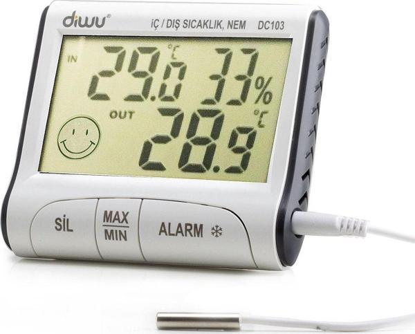Diwu DC103 İç Dış Max-Min Prob Termometre Nem Ölçer 5 Yıl Garantili - Image 1