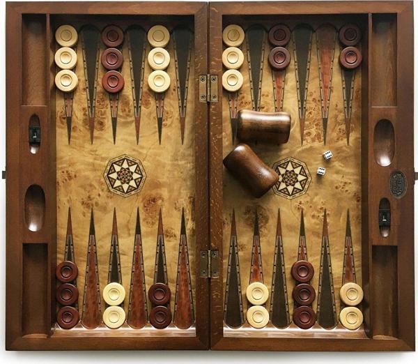 Helena Wood Art Asya Masif Ahşap Numaratörlü Tavla Seti El Yapımı Mazel - Image 1
