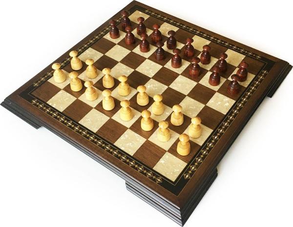 Helena Wood Art El Yapımı Ahşap Dama Takımı 48 cm Kahve-50mm - Image 1