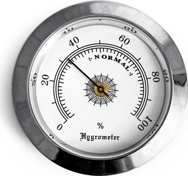 Analog Higrometre Nem Ölçer Humidor Puro Kutusu İçin Metal Çerçeve Beyaz 50mm - Image 1