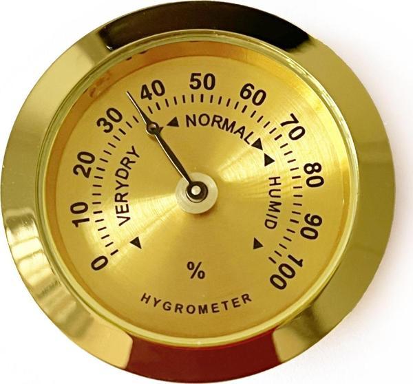 Analog Higrometre Nem Ölçer Humidor Puro Kutusu İçin Metal Çerçeve Sarı 37mm - Image 1