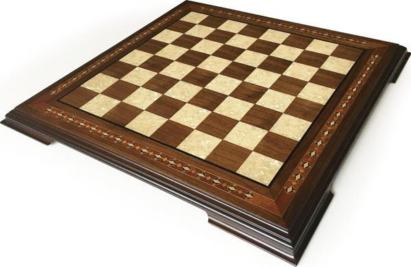Helena Wood Art El Yapımı Masif Ahşap Sedefli Satranç Tablası Ceviz 59x59cm - Image 1