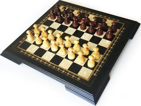 Helena Wood Art Masif Ahşap Koyu Dama Takımı 42 cm Kahve-50mm - Image 1