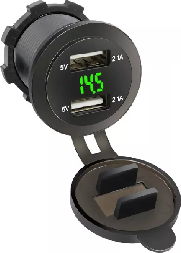 Voltmetreli USB Portu 4.2A 12V 24V Yeşil Led Işıklı - Image 1