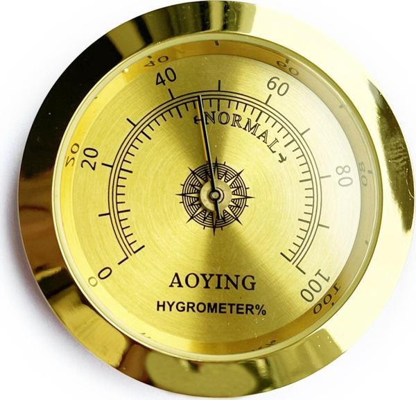 Analog Higrometre Nem Ölçer Humidor Puro Kutusu İçin Metal Çerçeve Sarı 50mm - Image 1