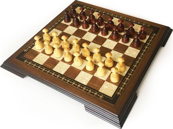 Helena Wood Art Masif Ceviz Sedefli Dama Takımı 42 cm Kahve-50mm - Image 1