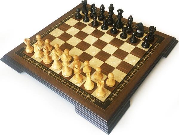 Helena Wood Art Masif Ceviz Sedefli Satranç Takımı 42 cm - Image 1