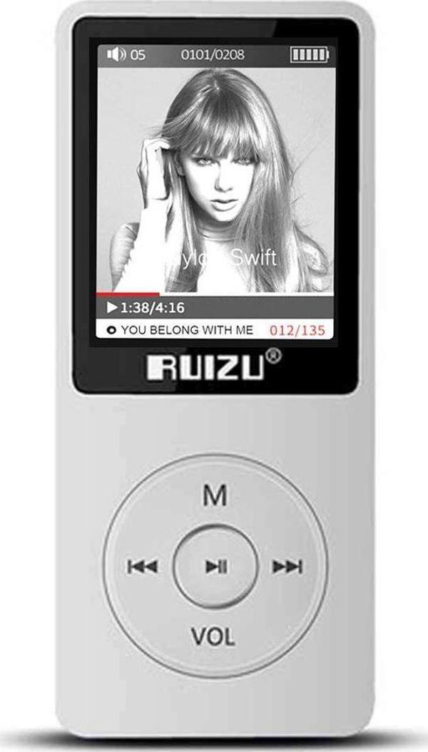 Ruizu X02 Ultra İnce MP3 Çalar 8GB FM Radyo Beyaz - Image 1